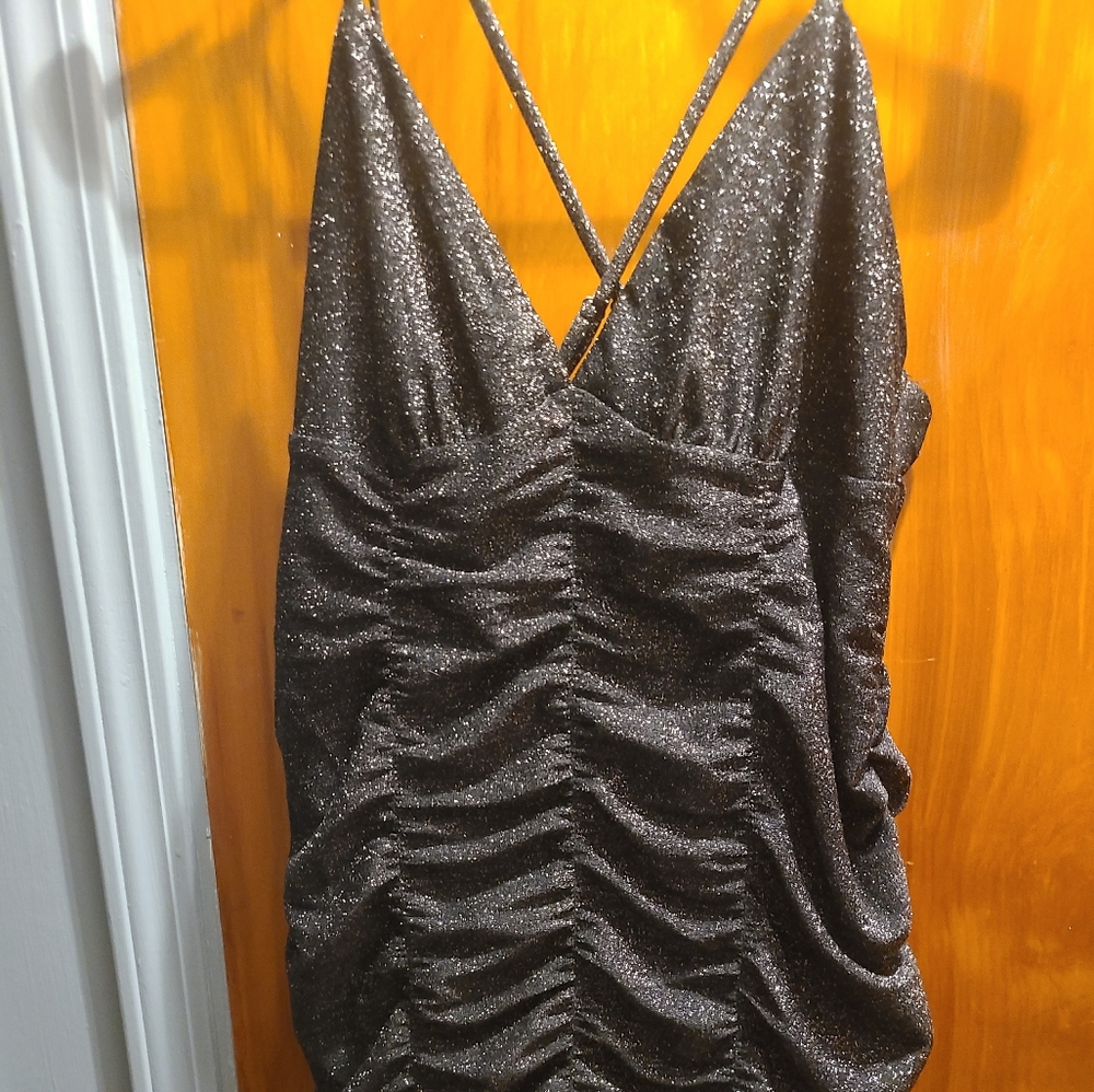 Glitter strappy cinched bodycon dress